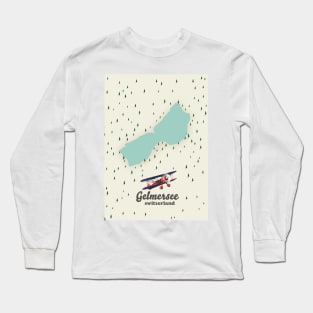 Gelmersee lake map Switzerland Long Sleeve T-Shirt